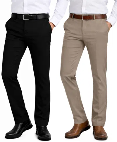 Galaxy By Harvic Men's Slim-fit Woven Stretch Pants, 2-pack In Multi