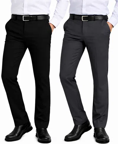 Galaxy By Harvic Men's Slim-fit Woven Stretch Pants, 2-pack In Black