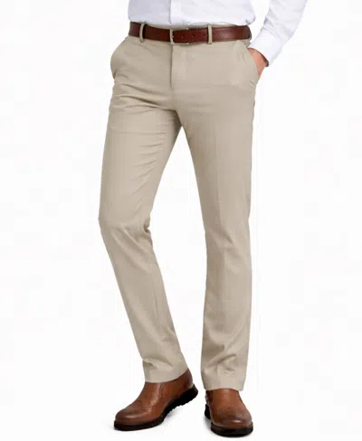 Galaxy By Harvic Men's Slim-fit Woven Stretch Pants In Brown