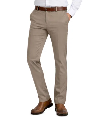 Galaxy By Harvic Men's Slim-fit Woven Stretch Pants In Brown