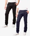 Galaxy By Harvic Men's Super Stretch Slim Fit Everyday Chino Pants, Pack Of 2 In Black Navy