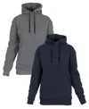 Galaxy By Harvic Women's Heavyweight Loose Fit Fleece Lined Pullover Hoodie Set, 2 Piece In Charcoal-navy