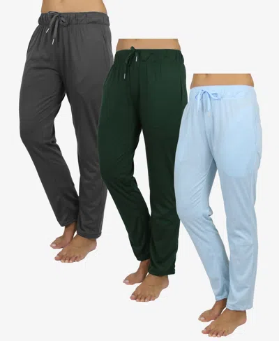 Galaxy By Harvic Women's Loose Fit Classic Lounge Pants, Pack Of 3 In Multi