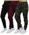 Shop Galaxy By Harvic Women's Loose-fit Fleece Jogger Sweatpants 3-pack In Black-burgundy-woodland