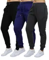 Galaxy By Harvic Women's Loose-fit Fleece Jogger Sweatpants 3-pack In Black-navy-charcoal
