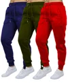 Galaxy By Harvic Women's Loose-fit Fleece Jogger Sweatpants-3 Pack In Navy-olive-red