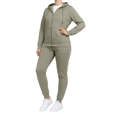 Galaxy By Harvic Women's Loose Fit Fleece-lined Full Zip Up Hoodie & Jogger 2-piece Set In Multi