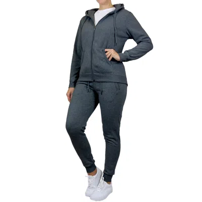 Galaxy By Harvic Women's Loose Fit Fleece-lined Full Zip Up Hoodie & Jogger 2-piece Set In Pink