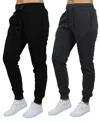 Galaxy By Harvic Women's Loose Fit Fleece Lined Jogger Sweatpants-2 Pack In Black-charcoal