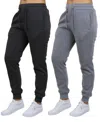 Galaxy By Harvic Women's Loose Fit Fleece Lined Jogger Sweatpants-2 Pack In Charcoal-heather Gray