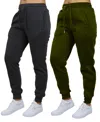 Galaxy By Harvic Women's Loose Fit Fleece Lined Jogger Sweatpants-2 Pack In Charcoal-olive