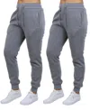 Galaxy By Harvic Women's Loose Fit Fleece Lined Jogger Sweatpants-2 Pack In Heather Gray-heather Gray