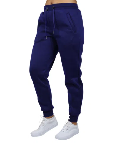 Galaxy By Harvic Women's Loose Fit Fleece Lined Jogger Sweatpants In Navy