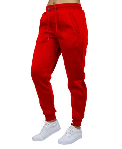 Galaxy By Harvic Women's Loose Fit Fleece Lined Jogger Sweatpants In Red