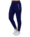Galaxy By Harvic Women's Loose Fit Fleece Lined Jogger Sweatpants With Zipper Pockets In Navy