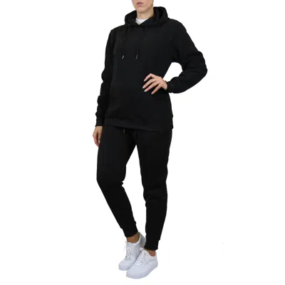 Galaxy By Harvic Women's Loose Fit Fleece-lined Full Zip Up Hoodie & Jogger 2-piece Set In Black