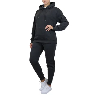 Galaxy By Harvic Women's Loose Fit Fleece-lined Pullover Hoodie & Jogger 2-piece Set In Blue