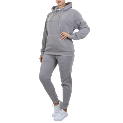 Galaxy By Harvic Women's Loose Fit Fleece-lined Pullover Hoodie & Jogger 2-piece Set In Brown