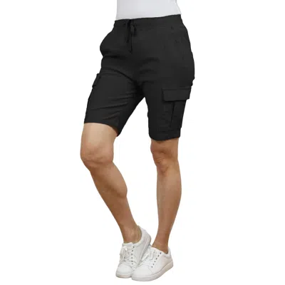 Galaxy By Harvic Women's Loose Fit Super Flex Stretch Cargo Jogger Shorts In Black