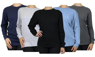 Galaxy By Harvic Women's Loose Fit Waffle Knit Thermal Shirt In Gray