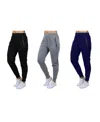 Galaxy By Harvic Women's Pro Star Modern Fit Fleece Lined Joggers In Black-heather Grey-navy