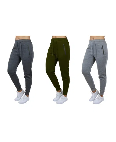 Galaxy By Harvic Women's Pro Star Modern Fit Fleece Lined Joggers In Charcoal-olive-hgrey