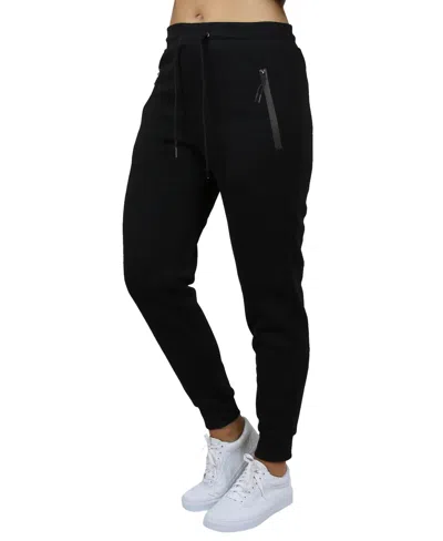 Galaxy By Harvic Women's Pro Star Modern Fit Fleece Lined Joggers In Black