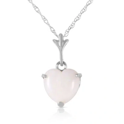 Pre-owned Galaxy Gold Products 0.65 Ct 14k Solid White Gold Necklace Natural Heart Opal In Multicolor