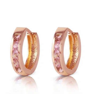 Pre-owned Galaxy Gold Products 1.3 Ct 14k Solid Rose Gold Hoop Huggie Earrings Pink Sapphire