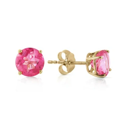 Pre-owned Galaxy Gold Products 1.3 Ct 14k Solid Yellow Gold Pink In June Pink Topaz Earrings