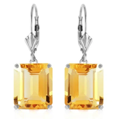 Pre-owned Galaxy Gold Products 13 Ctw 14k Solid White Gold Lever Back Earrings Citrine In Yellow