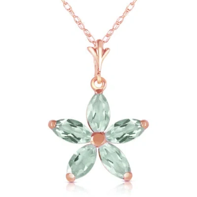 Pre-owned Galaxy Gold Products 1.4 Ct 14k Solid Rose Gold One Rainy Day Green Amethyst Necklace
