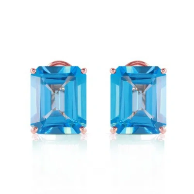 Pre-owned Galaxy Gold Products 14 Ctw 14k Solid Rose Gold Distinction Blue Topaz Earrings