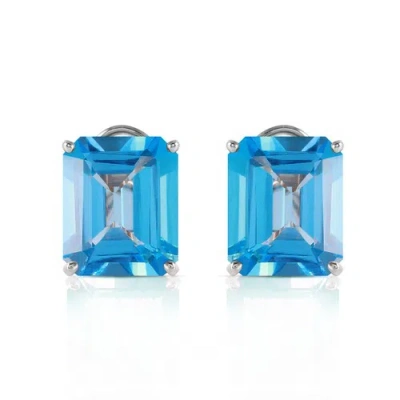 Pre-owned Galaxy Gold Products 14 Ctw 14k Solid White Gold Distinction Blue Topaz Earrings