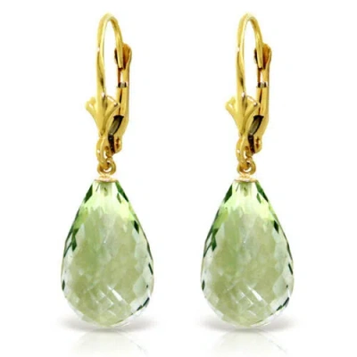Pre-owned Galaxy Gold Products 14 Ctw 14k Solid Yellow Gold Loveliness Green Amethyst Earrings