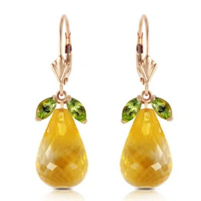 Pre-owned Galaxy Gold Products 14.4 Ctw 14k Solid Yellow Gold Lever Back Earrings Peridot Citrine