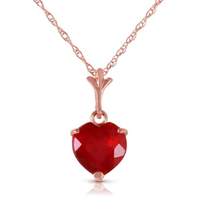 Pre-owned Galaxy Gold Products 1.45 Carat 14k Solid Rose Gold Necklace Natural Heart Ruby In Red
