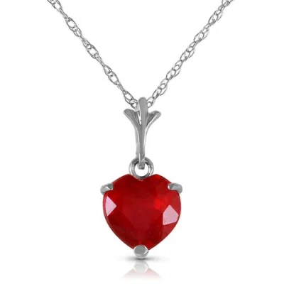 Pre-owned Galaxy Gold Products 1.45 Carat 14k Solid White Gold Necklace Natural Heart Ruby