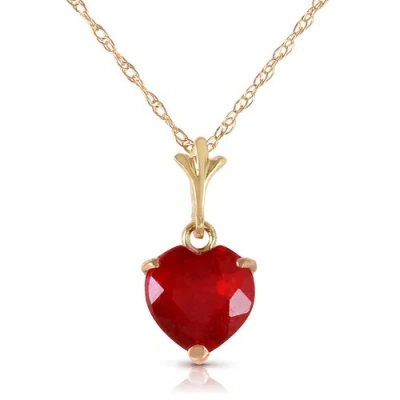 Pre-owned Galaxy Gold Products 1.45 Carat 14k Solid Yellow Gold Necklace Natural Heart Ruby