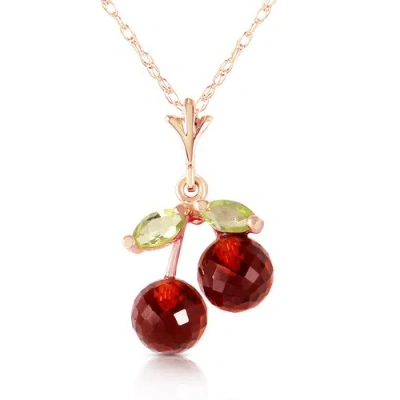 Pre-owned Galaxy Gold Products 1.45 Ct 14k Solid Rose Gold Cherry Pie Garnet Peridot Necklace In Red