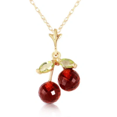 Pre-owned Galaxy Gold Products 1.45 Ct 14k Solid Yellow Gold Cherry Pie Garnet Peridot Necklace In Red