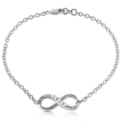 Pre-owned Galaxy Gold Products 14k. Solid White Gold Infiniti Bracelet With Natural Diamonds