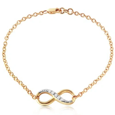 Pre-owned Galaxy Gold Products 14k. Solid Yellow Gold Infiniti Bracelet With Natural Diamonds