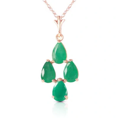 Pre-owned Galaxy Gold Products 1.5 Carat 14k Solid Rose Gold Love Portrait Emerald Neckalce In Green