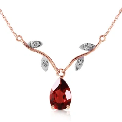 Pre-owned Galaxy Gold Products 1.52 Ctw 14k Solid Rose Gold Shiny Personality Garnet Diamond Necklace In Red