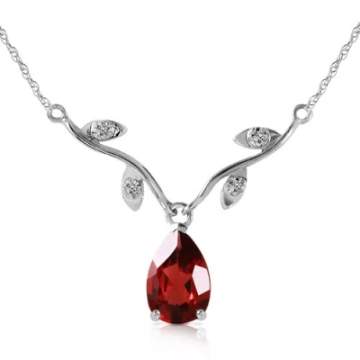 Pre-owned Galaxy Gold Products 1.52 Ctw 14k Solid White Gold Shiny Personality Garnet Diamond Necklace In Red