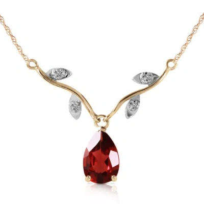 Pre-owned Galaxy Gold Products 1.52 Ctw 14k Solid Yellow Gold Shiny Personality Garnet Diamond Necklace In Red