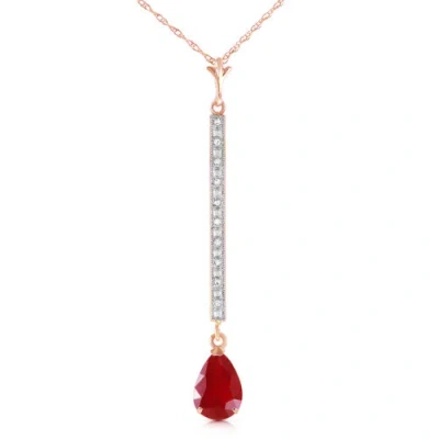 Pre-owned Galaxy Gold Products 1.8 Carat 14k Solid Rose Gold Necklace Diamond Ruby In Red