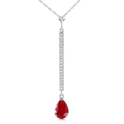 Pre-owned Galaxy Gold Products 1.8 Carat 14k Solid White Gold Necklace Diamond Ruby In Red