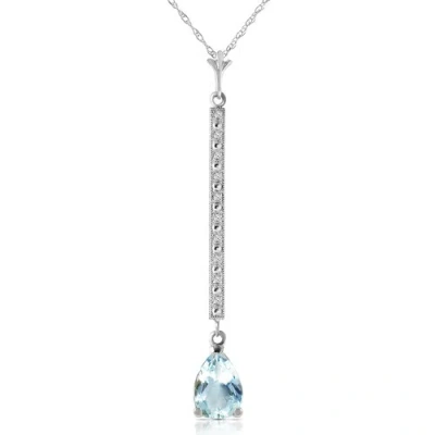 Pre-owned Galaxy Gold Products 1.8 Ctw 14k Solid White Gold Necklace Diamond Aquamarine